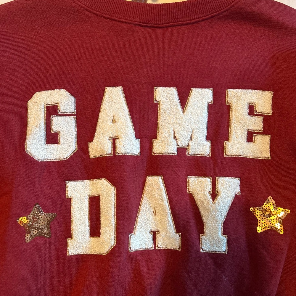 Football bling Game Day sweatshirt, burgundy, M - Picture 3 of 6